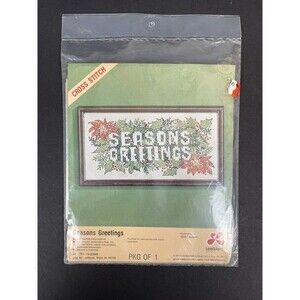 Vintage LeeWards Cross Stitch Kit~1977 "Season's Greetings" 5" X 10" SEALED NEW